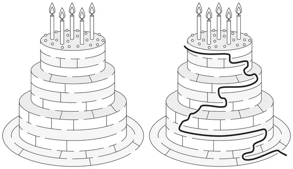 Mudah labirin kue ulang tahun - Stok Vektor
