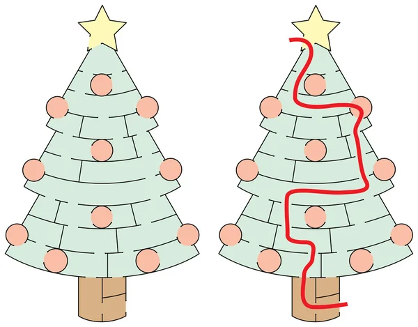 Laberinto fácil árbol de Navidad — Vector de stock