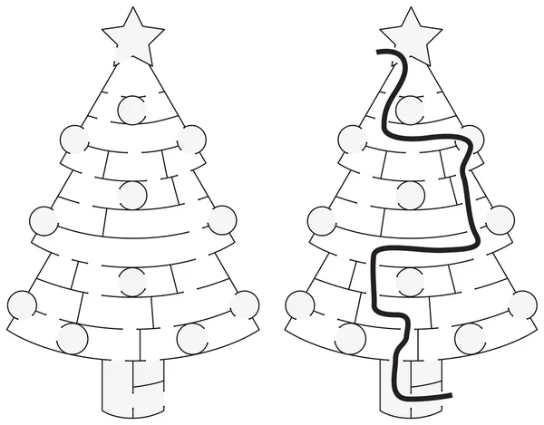 Laberinto fácil árbol de Navidad — Vector de stock