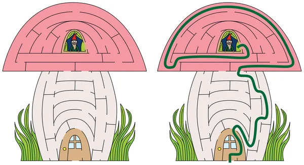 蘑菇房迷宫 — 图库矢量图片