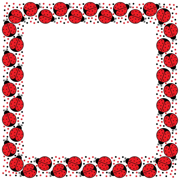 Illustrated ladybugs frame — Stock Vector