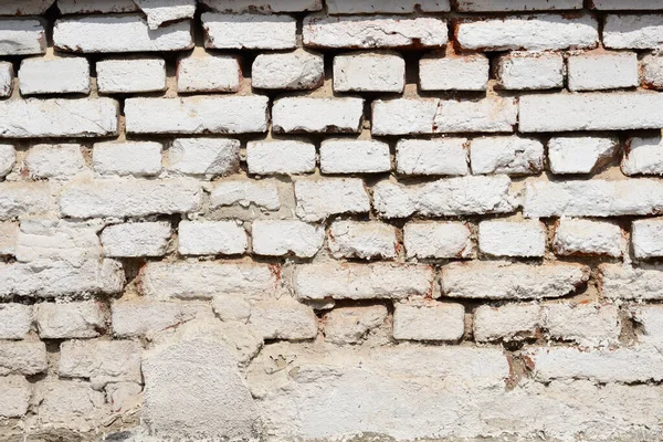 Detail Van Een Oude Bakstenen Muur Wit Geschilderd — Stockfoto