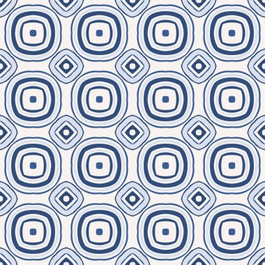 Bej ve mavi tonlarında soyut elementlerden yapılmış kusursuz resimli desen