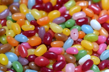 Karışık renkli jelibonların ayrıntıları. 