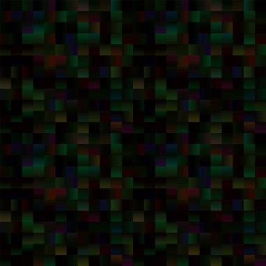 Siyah, yeşil ve mor tonlarında karelerden oluşan soyut arkaplan deseni