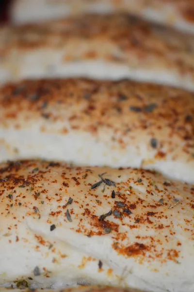 Close Homemade Oregano Garlic Bread Loafs — Stock Photo, Image
