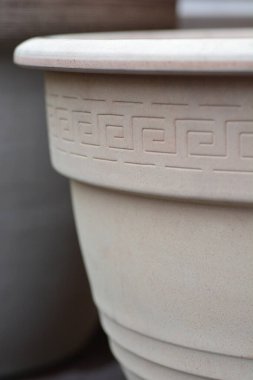 Açık kahverengi terracotta saksısının ayrıntıları