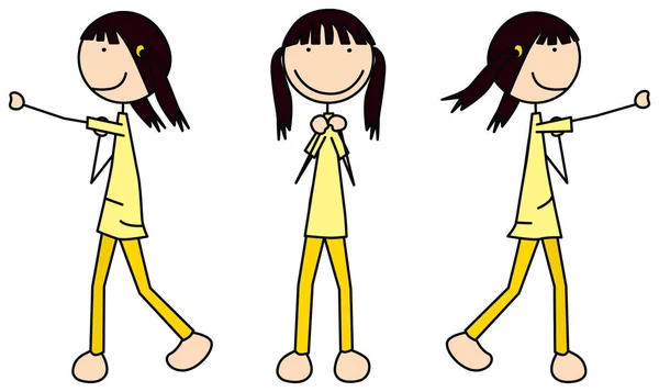 Cartoon Vector Illustratie Van Een Meisje Oefenen Kruis Stoten — Stockvector