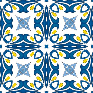 Portekiz fayansları gibi geleneksel tarzda kusursuz desenli çizimler.