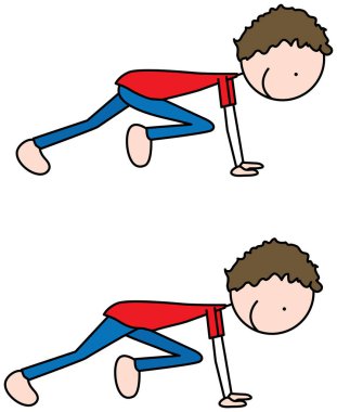 Antrenman yapan bir çocuğun çizgi film vektör çizimi - dağcı