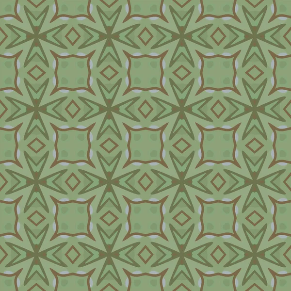 Nahtlos Illustriertes Muster Aus Abstrakten Elementen Braun Grau Und Grüntönen — Stockvektor