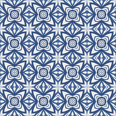 Bej ve mavi tonlarında soyut elementlerden yapılmış kusursuz resimli desen