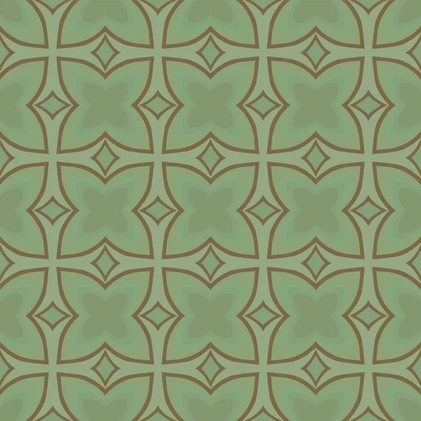 Patrón Ilustrado Sin Costuras Hecho Elementos Abstractos Marrón Tonos Verde — Vector de stock