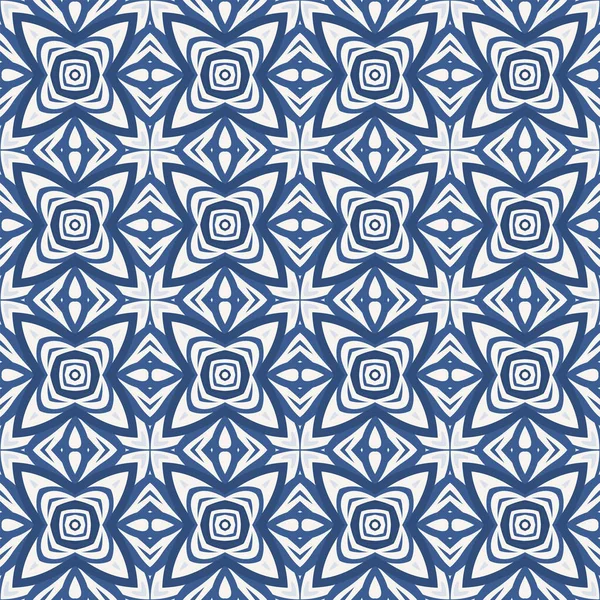 Nahtlos Illustriertes Muster Aus Abstrakten Elementen Beige Und Blautönen — Stockvektor