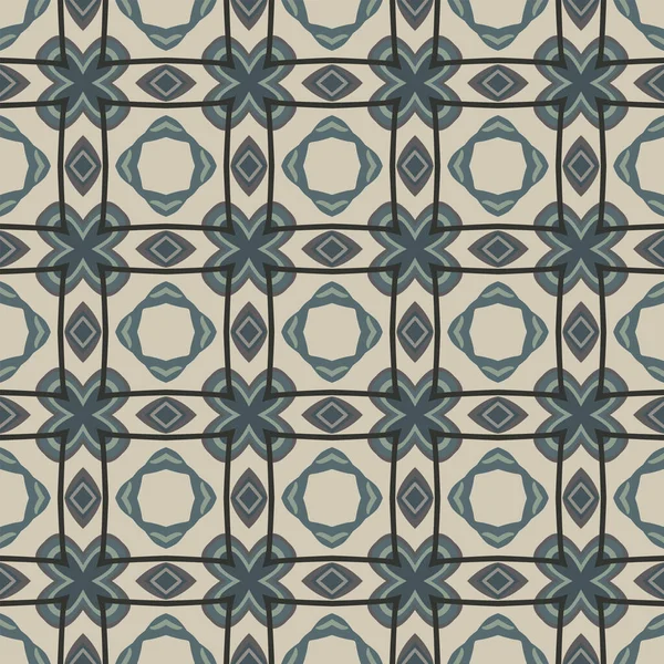 Безшовний Ілюстрований Візерунок Абстрактних Елементів Бежевому Синьому Сірому Кольорах — стоковий вектор