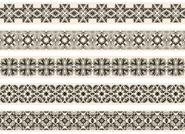 Seamless Illustrated Pattern Made Abstract Elements Beige Black — Stock Vector
