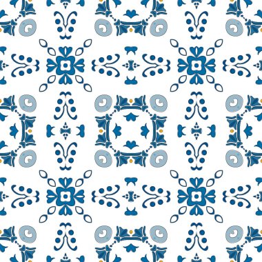 Portekiz fayansları gibi geleneksel tarzda kusursuz desenli çizimler.