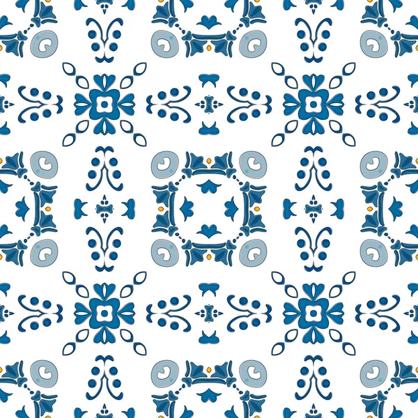 Seamless Pattern Illustration Traditional Style Portuguese Tile — Stock Vector