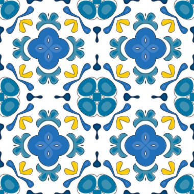 Portekiz fayansları gibi geleneksel tarzda kusursuz desenli çizimler.