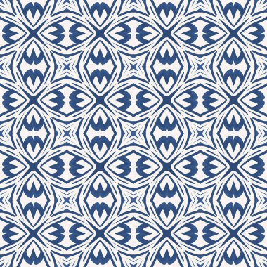 Bej ve mavi tonlarında soyut elementlerden yapılmış kusursuz resimli desen