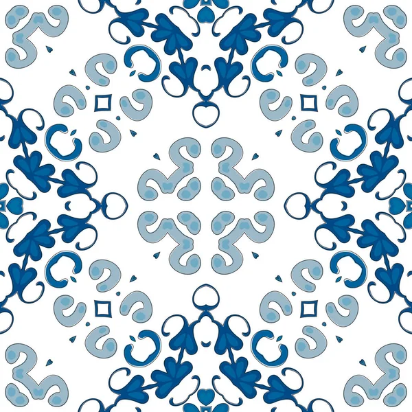 Seamless Pattern Illustration Traditional Style Portuguese Tile — Stock Vector