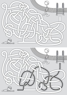 Siyah beyaz çözümü olan çocuklar için yaz labirenti