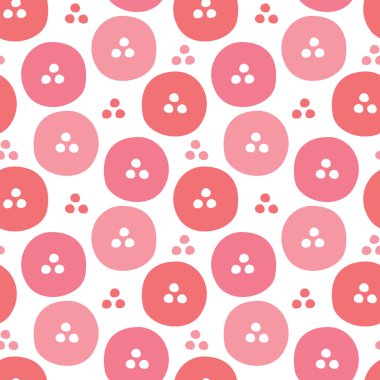 Çemberden yapılmış kusursuz resimli desen ve beyaz üzerinde nokta pembe elementler