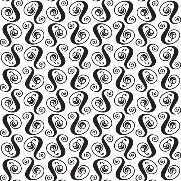 Seamless Illustrated Pattern Made Abstract Black Elements White — Stock Vector