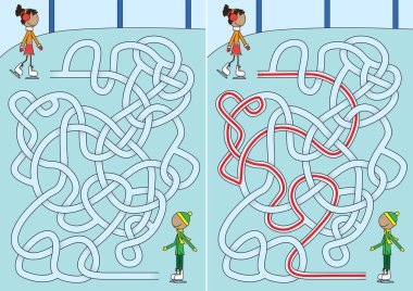 Çözümü olan çocuklar için buz pateni labirenti