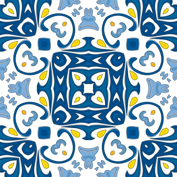 Ilustración Patrones Sin Costuras Estilo Tradicional Como Azulejo Portugués — Archivo Imágenes Vectoriales