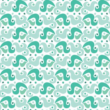 Beyaz üzerinde soyut turkuaz elementlerden yapılmış kusursuz resimli desen