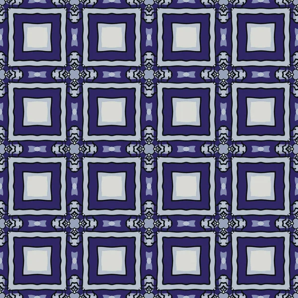 Płynnie Ilustrowany Wzór Wykonany Abstrakcyjnych Elementów Kolorze Białym Odcieniach Niebieskiego — Wektor stockowy