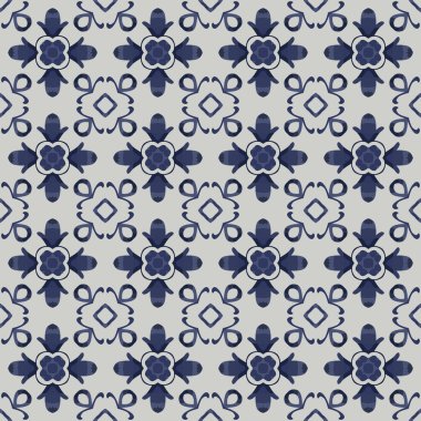 Açık gri ve mavi tonlarında soyut elementlerden yapılmış kusursuz resimli desen