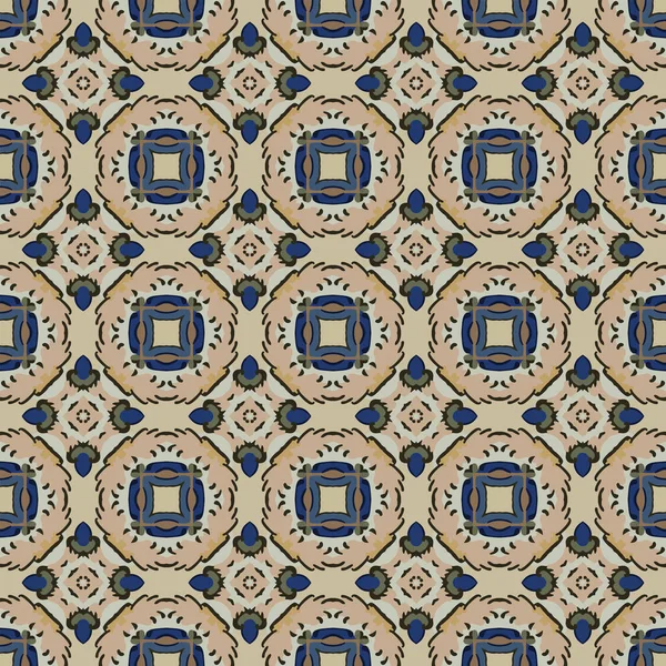 Motif Illustré Sans Couture Composé Éléments Abstraits Beige Rose Bleu — Image vectorielle