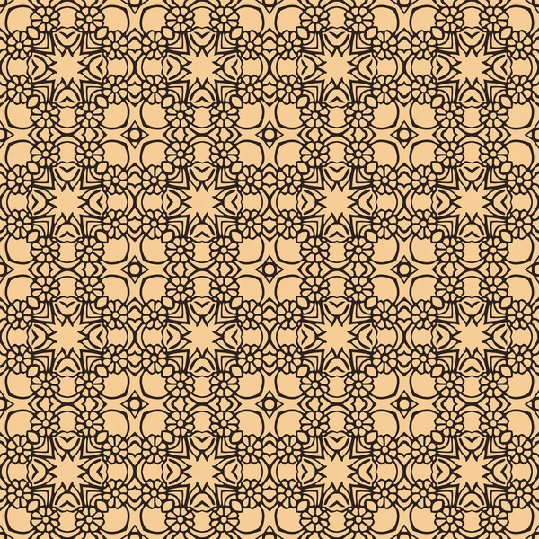 Patrón Ilustrado Sin Costuras Hecho Elementos Abstractos Beige Negro — Vector de stock