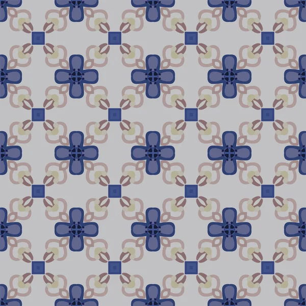Motif Illustré Sans Couture Composé Éléments Abstraits Beige Nuances Bleu — Image vectorielle