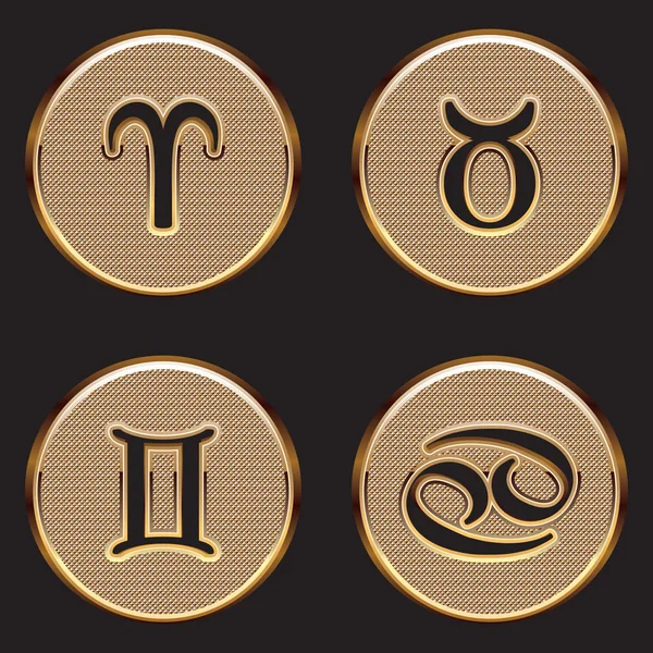 Golden Zodiac Signs — Stock Vector