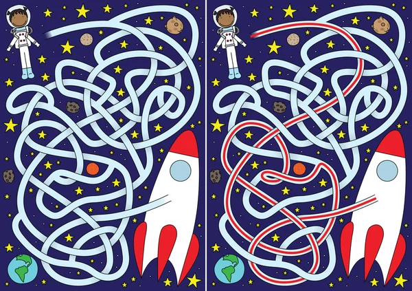 Astronaut maze — Stock Vector