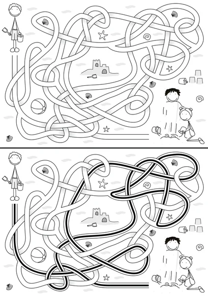 Labyrinth am Strand — Stockvektor