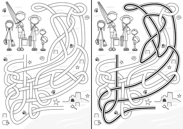 Happy family maze — Stock Vector