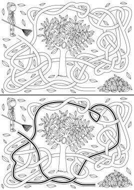 Resimli sonbahar labirent