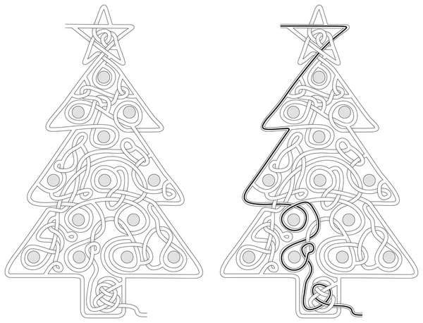 Laberinto de árbol de Navidad — Vector de stock