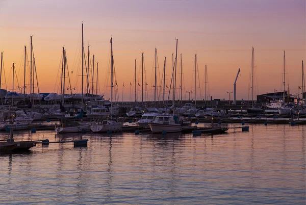 Helsingborg marina at sunset — Stock Photo, Image