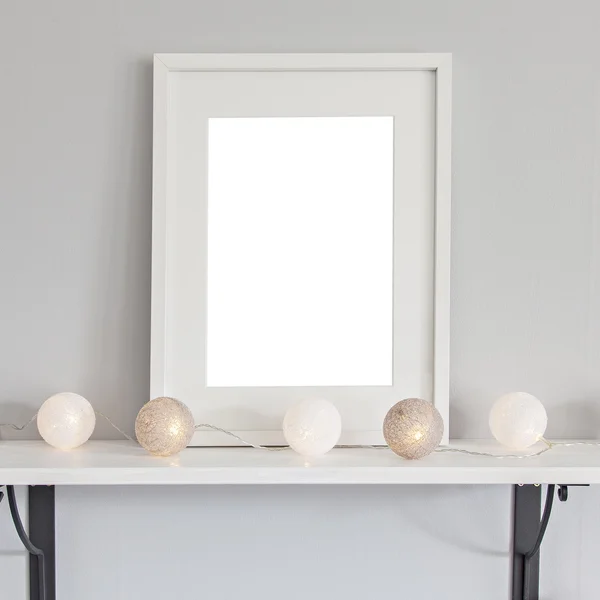 Marco blanco rectangular maqueta — Foto de Stock