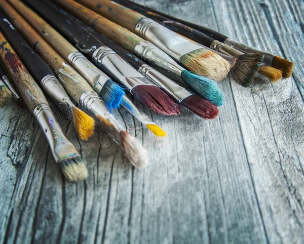 Samling av konstnären penslar — Stockfoto