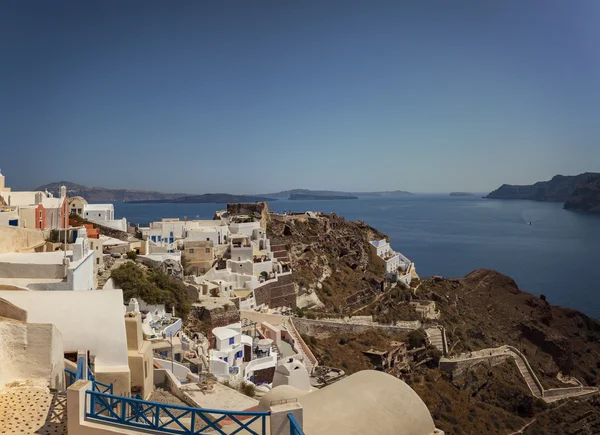 Santorini-sziget, teraszos családi házak — Stock Fotó