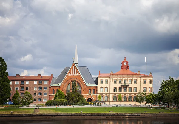 Halmstad nad rzeką Właściwość — Zdjęcie stockowe