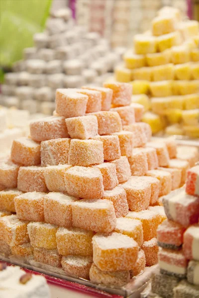 Market with turkish delight — Stock Photo, Image