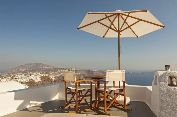 Santorini vista mar terraço sol — Fotografia de Stock