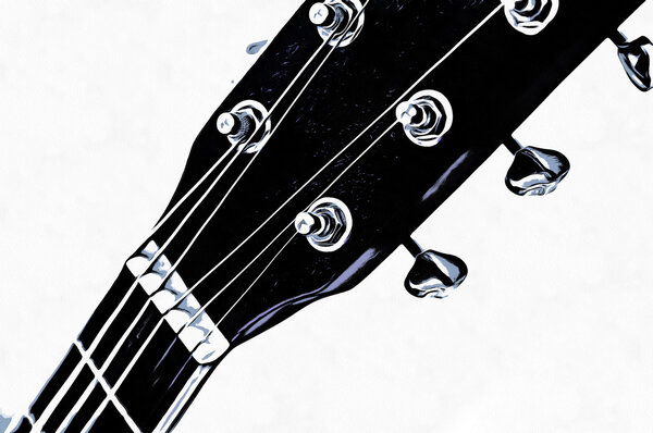 Image of guitar close up. Illustration.